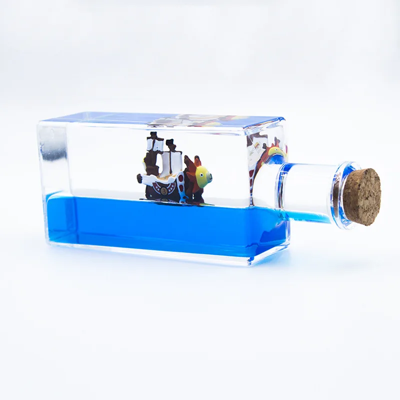 New 3D One Piece Drift Bottle Thousand Sunny Ship Boat Water Bottle Acrylic Car Model Decoration Toy Children Decompression Gift