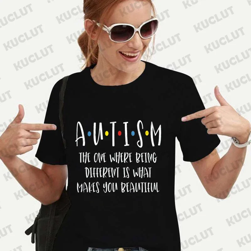 Autism Awareness Month Graphic Shirt Autism Mom T-shirts Rainbow Neurodiversity TShirt  Teacher Autism Harajuku Acceptance Tops