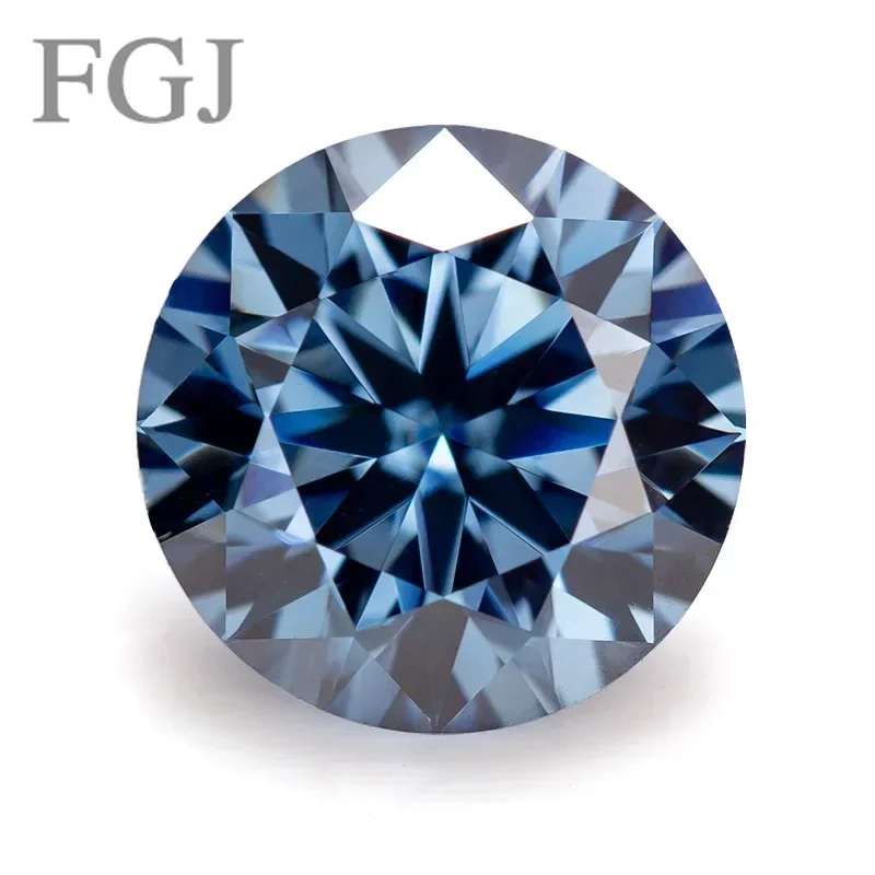 

FGJ Hot Sale Round Shape Moissanite Stone Vivid Blue Color 8H&8A Excellent Cut VVS Loose Gemstone Pass Diamond Tester Wholesale