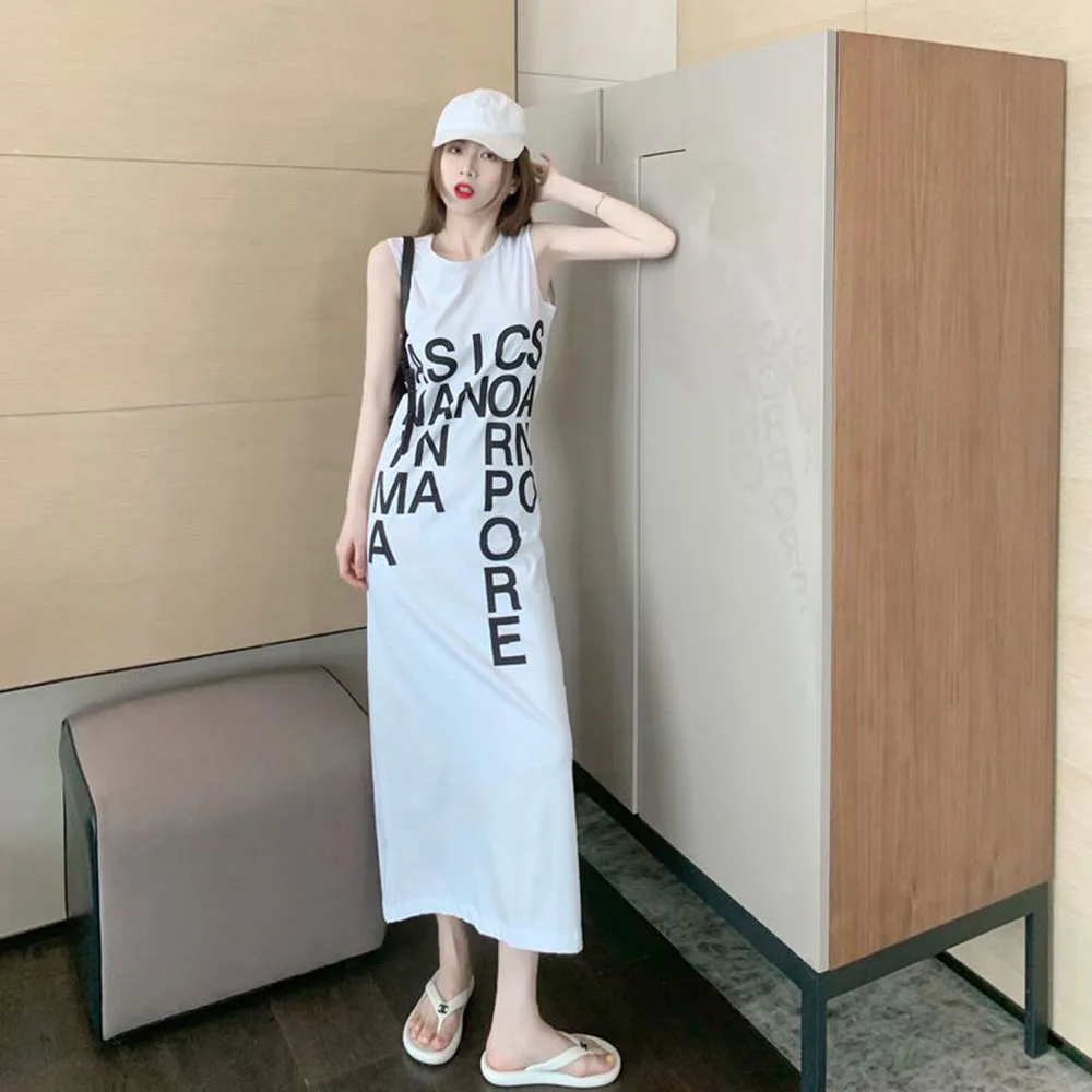 Fashion Casual Dress Female Spice Girl Summer Comfortable Long Vest Skirt 2024 New Slim Temperament Knee-length Dress Female Tid