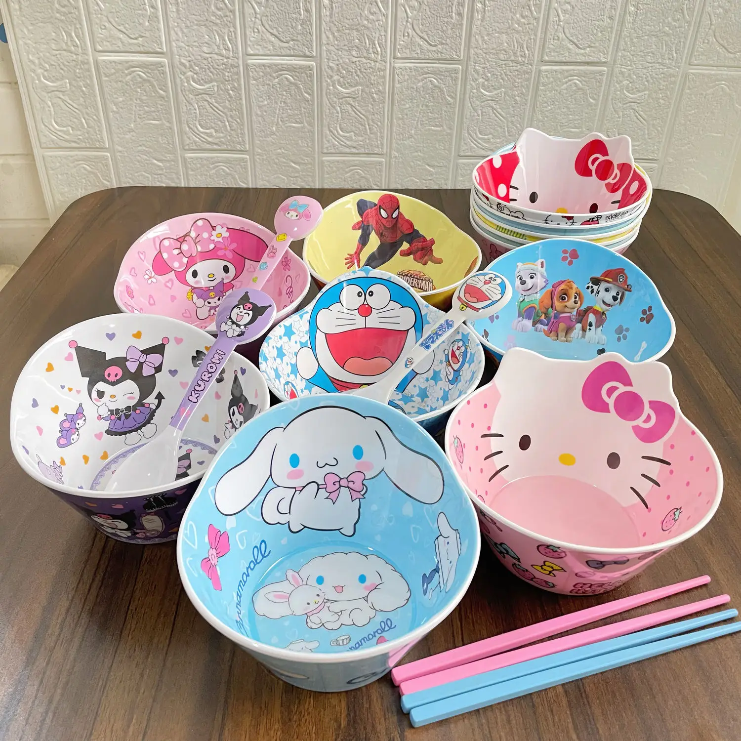 

New Hello Kitty Y2K Children's Bowl Baby Anti fall and Anti scald Rice Bowl Dormitory Student Bowl Water Cup Spoon Tableware Set