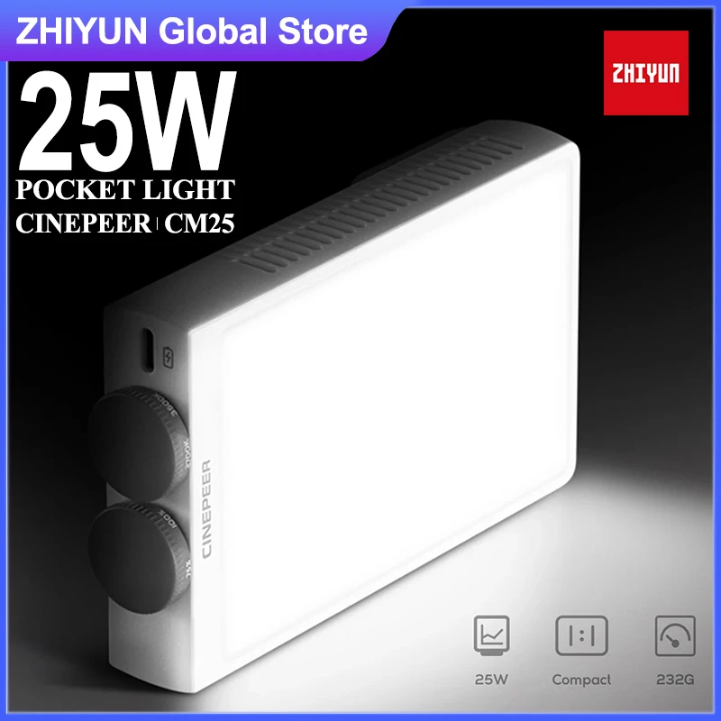 ZHIYUN CINEPEER CM25 25W LED On-camera Video Light Handheld Pocket Fill Light for Photography Youtube TikTok Video Vlogging