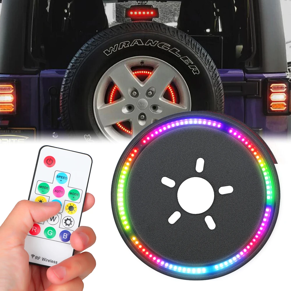 RGB LED Light Spare Tire Light Car Decoration for Jeep Wrangler JK&JL LANTSUN JL1201