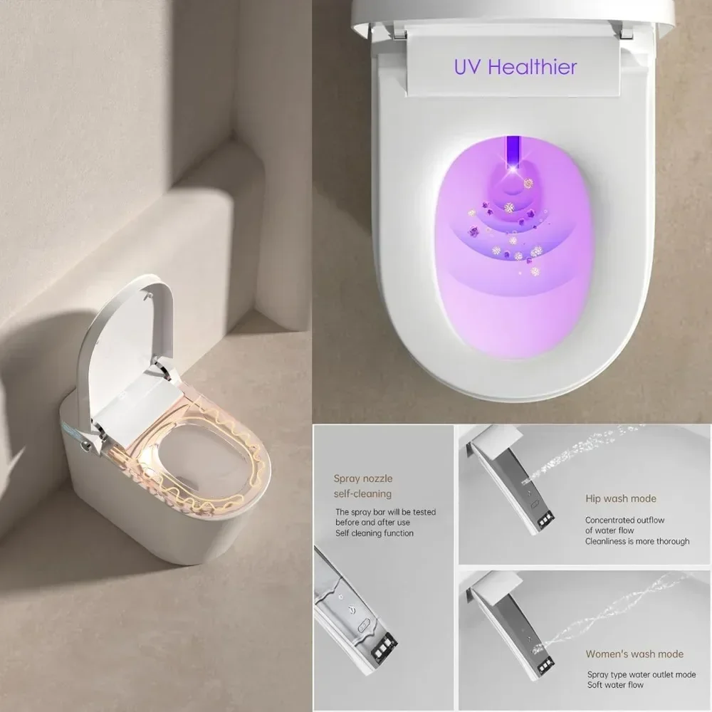 Bidet Toilet with Bidet Built in, Auto Flush, Heated Seat, Warm Air Drying, Modern Smart Toilet