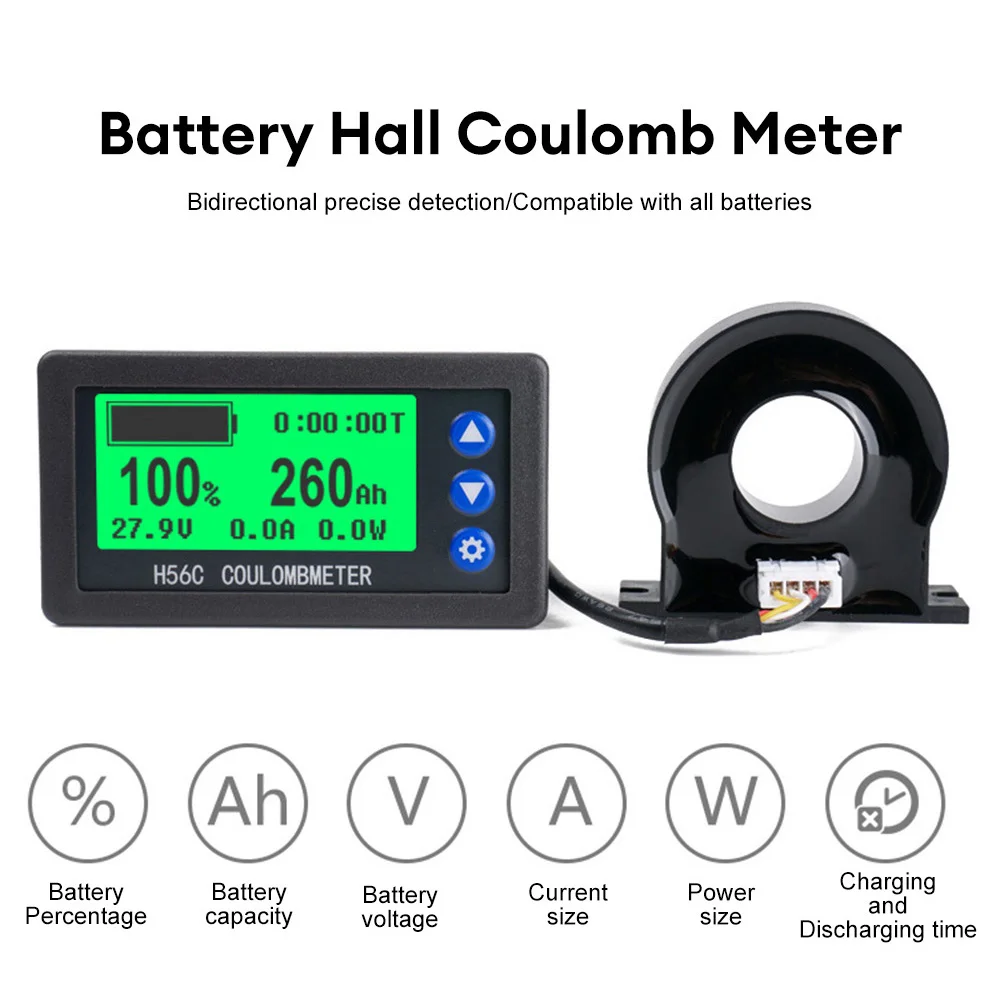 

Battery Monitor Hall Coulomb Meter DC 8-100V 100A - 400A Lifepo4 lead-acid Li-ion lithium capacity power display 12V 24V 36V 48V