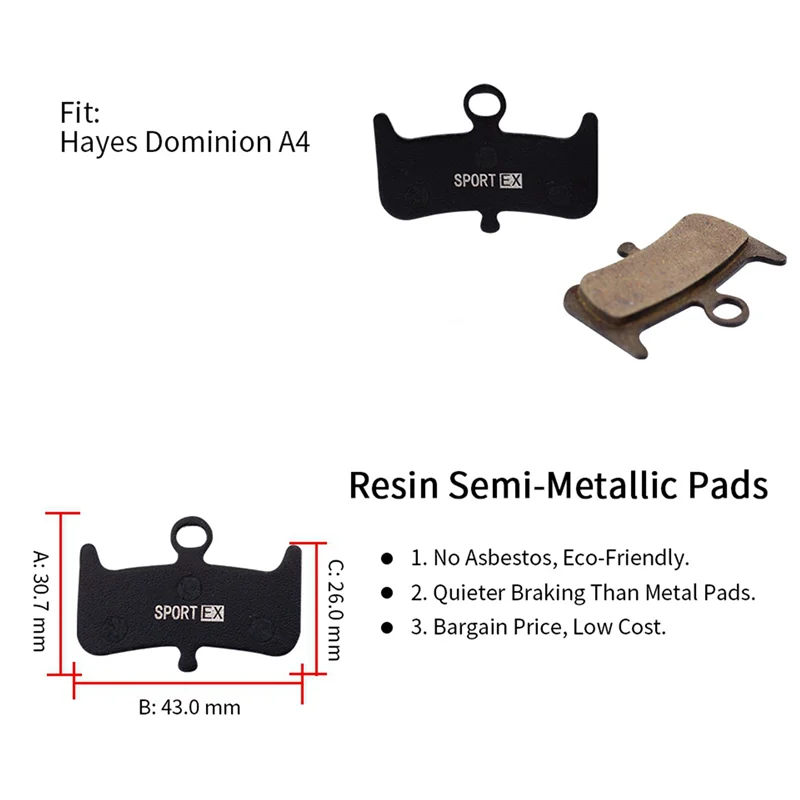 

B72A 8 Pairs Bicycle Disc Brake Pads For Hayes Dominion A4 Disc Brake,Sport EX