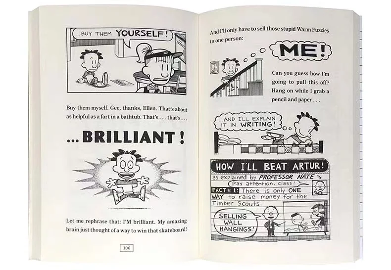 8 Bücher/Set Big Nate Abenteuer von Big Nate Kinder humorvollen Comics Campus lesen englische Bücher für Kinder