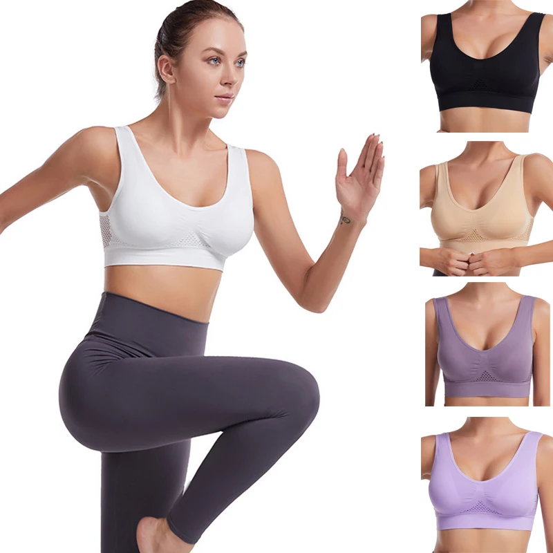

2pcs Women's Large Size Sports Vest Bras Sweat-absorbent Shockproof Pad Underwear Female Gym Running Fitness Yoga lingerie S-6XL