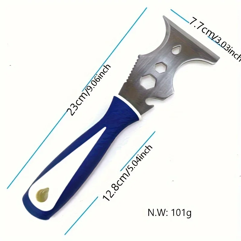 LiTuiLi 14 in 1 Multi Use Putty Knife Blue Stainless Steel Paint Scraper Removal Construction Tool for Wallpaper Can Opener