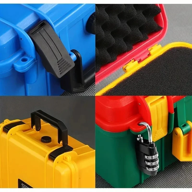 1pc Safety Instrument Tool Box, 280x240x130mm, PP Plastic Storage Toolbox Equipment Tool Case, Outdoor Suitcase With Foam Inside