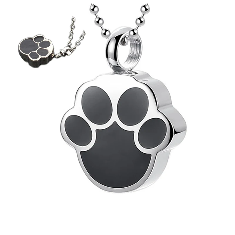 Colgante de acero inoxidable con forma de pata de perro, urna funeraria para cenizas, collar de Animal, soporte para cenizas de gato, recuerdo de