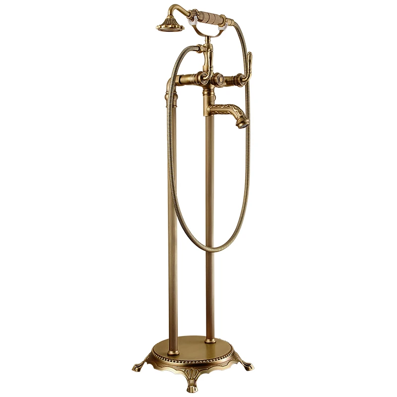 

Bathroom antique hot and cold double column handheld shower shower head brass French floor type