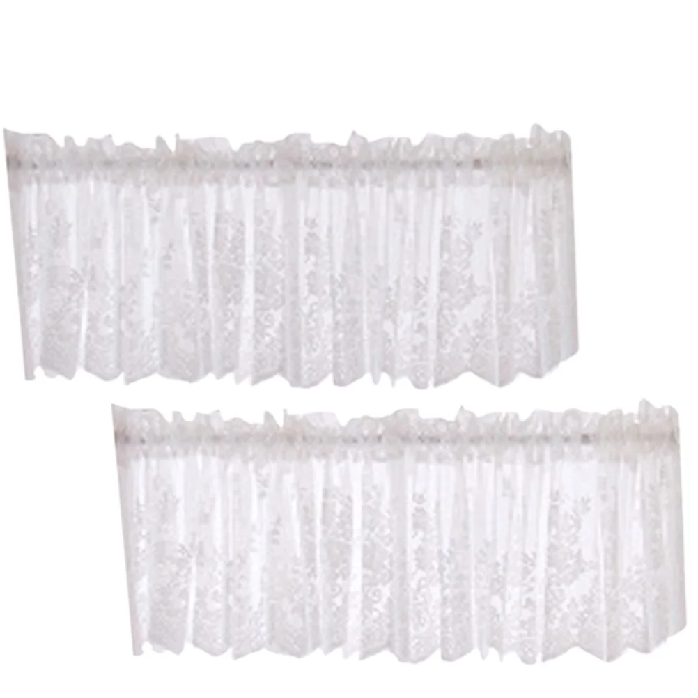 Rideaux en dentelle 74x61cm, rideau de fenêtre court blanc pour cuisine, salle de bains, balcon, demi-ombre de confidentialité, Polyester décoratif