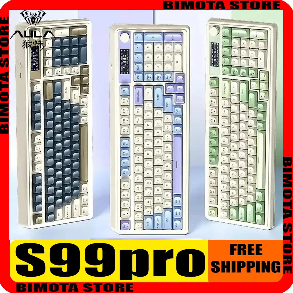 

Беспроводная игровая клавиатура Aula S99pro с тремя режимами подключения, RGB-подсветкой, многофункциональной ручкой и смарт-экраном. Эргономичная, настраиваемая. Аксессуары для ПК.