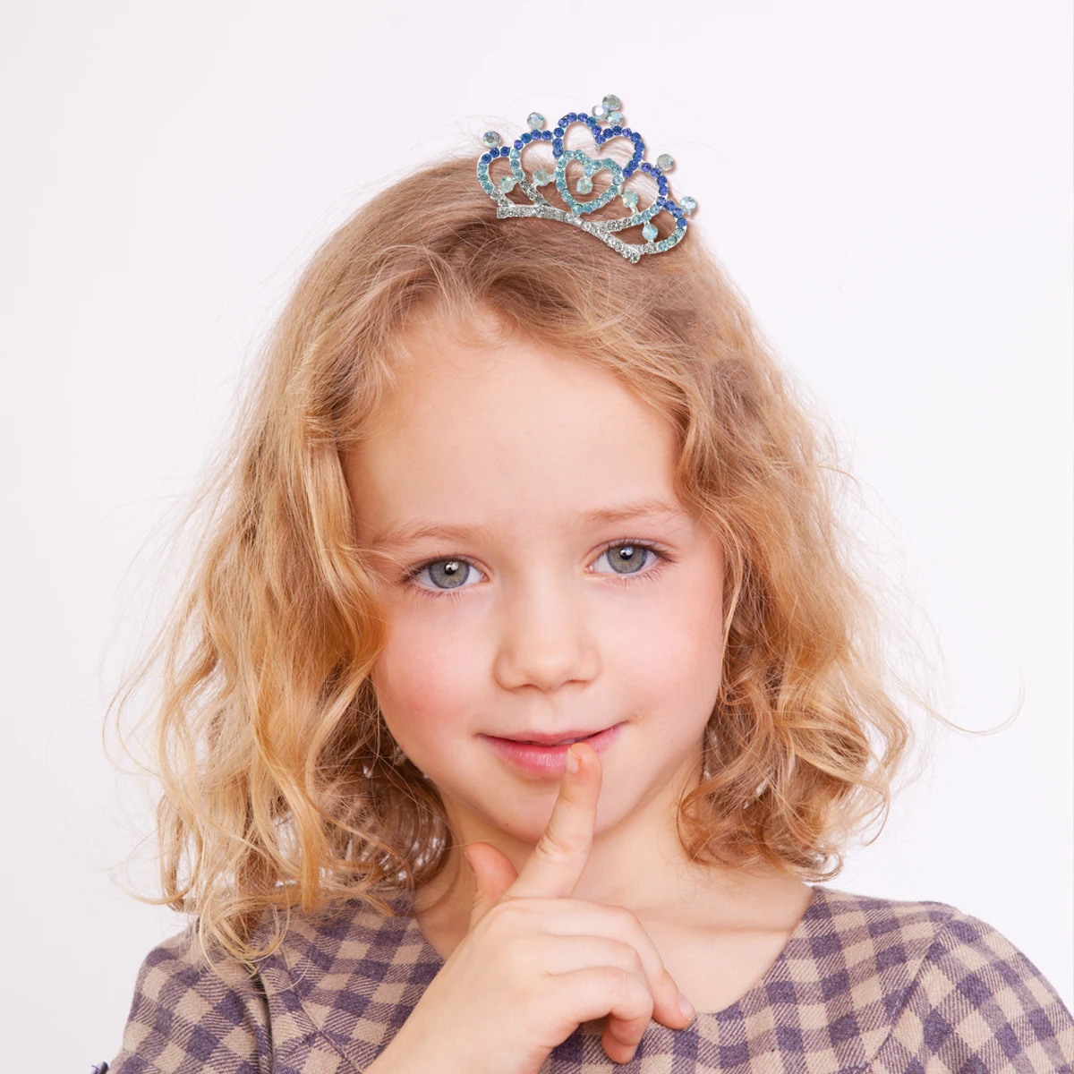 

Stylish Kids Crystal Hair Crown Shiny Tiara Lightweight Durable Crown Comb For Girls Party Birthday Prom Decoration Blue