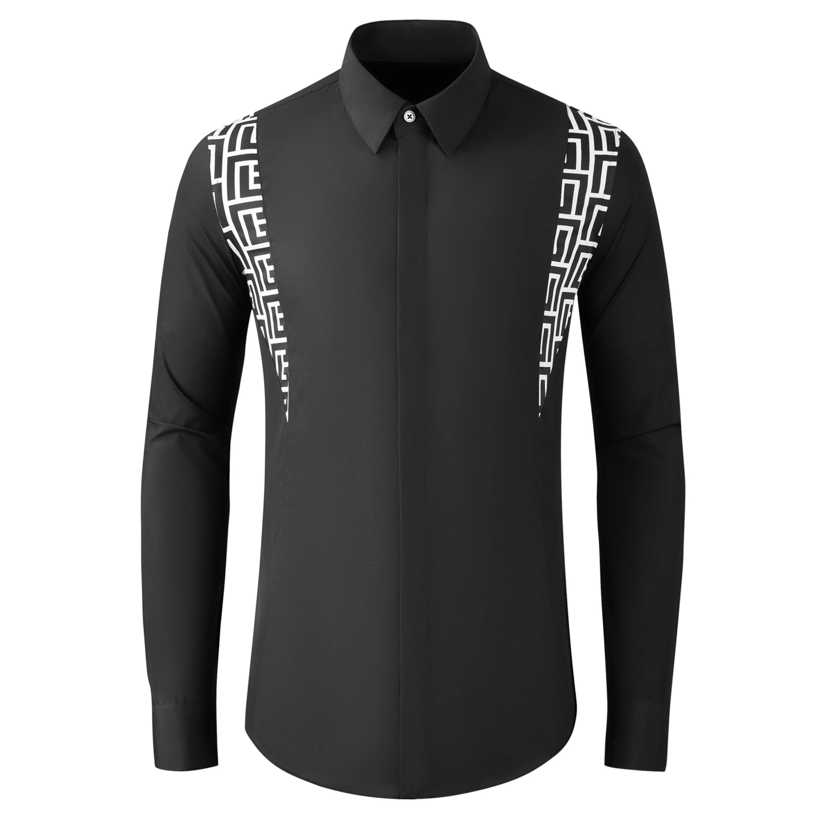 Luxury Striped Men's Shirt Long Sleeve Casual Business Dress Shirt Slim Fit Social Party Streetwear Stage Performance Costumes