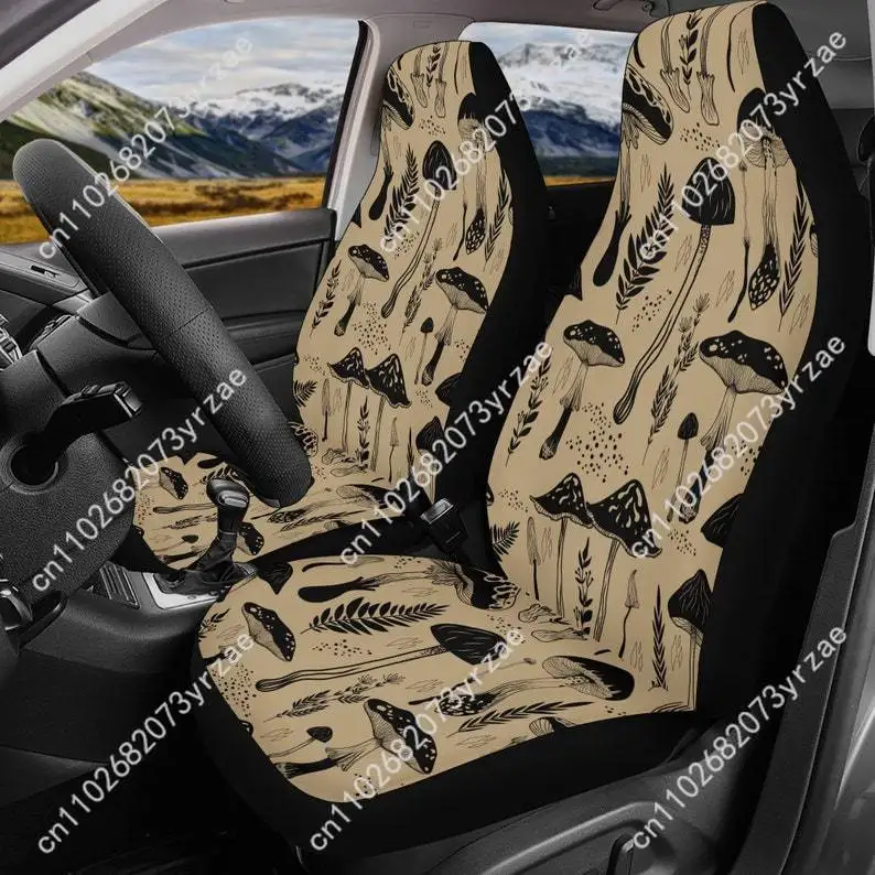 

Beige Fern Mushroom Witchy Car Seat Covers Universal Environmentally Friendly Interior Decorations Comfortable Car Seat Covers