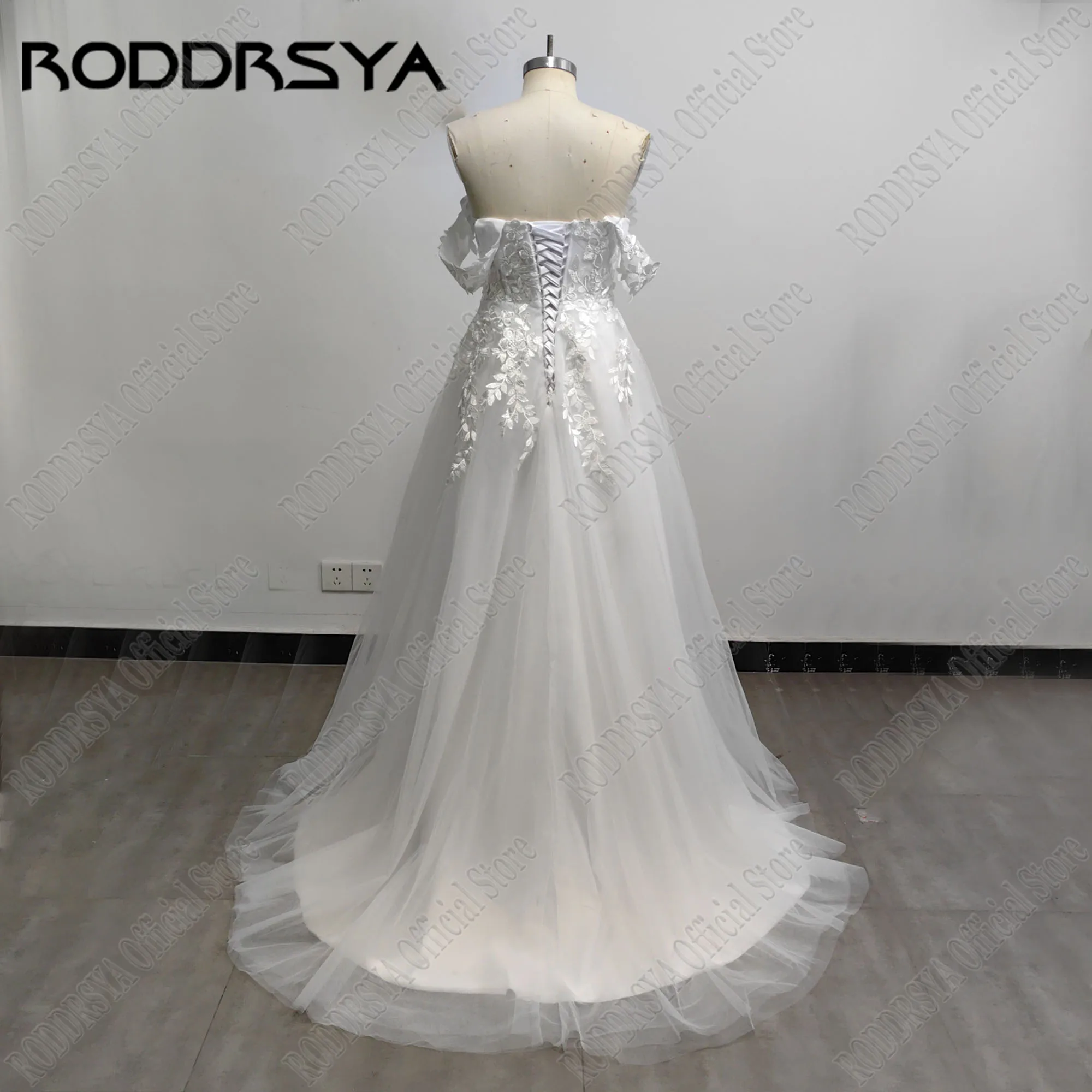 RODDRSYA abito da sposa civile 2024 sposa Off spalla Sweetheart abito da sposa Side Split a-line corsetto Vestido De Novia personalizzatoRODRSYA Civil Wedding Dress 2024 Sposa Off Shoulder Sweetheart Abito da sposa Sid