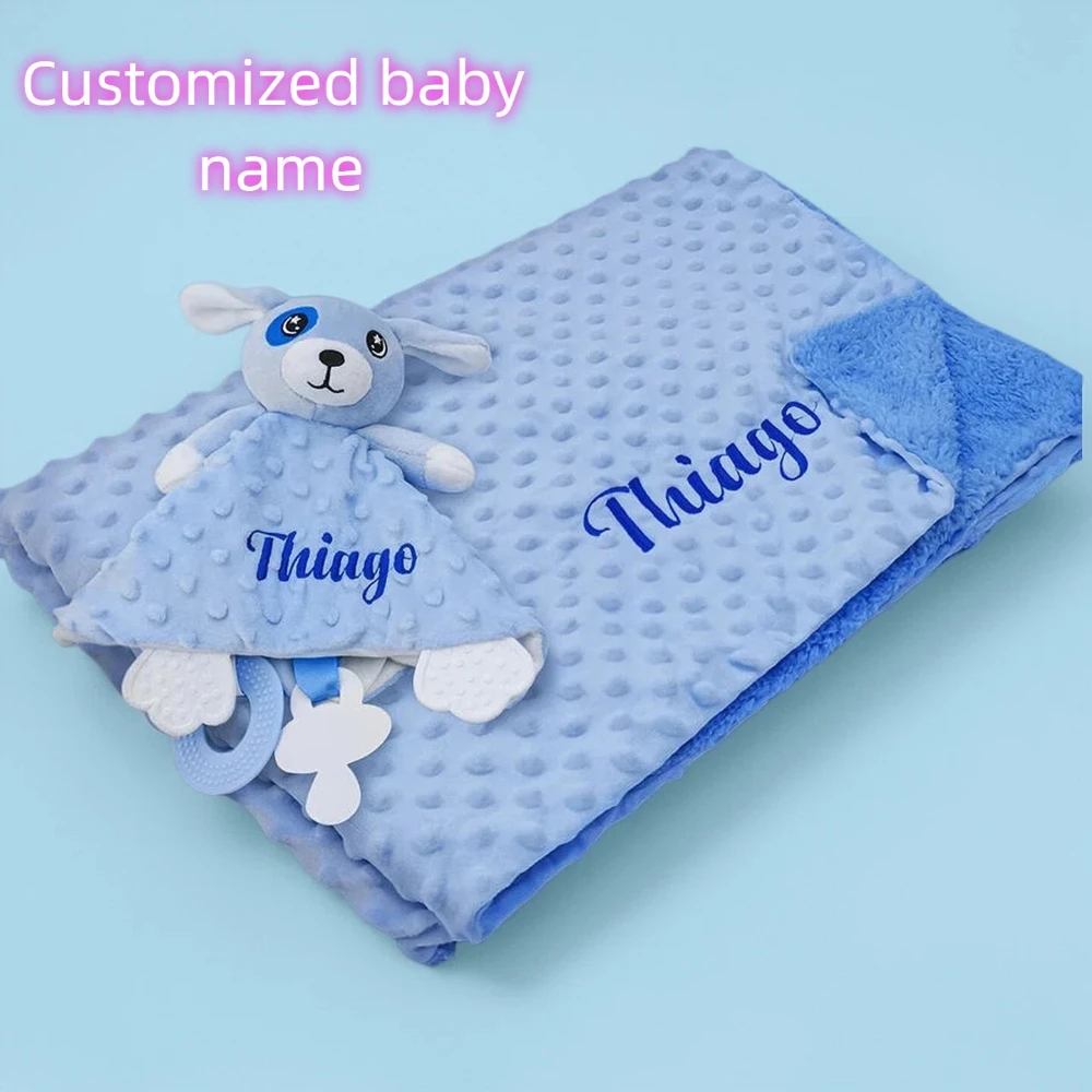

Personalized baby blanket newborn supplies baby stroller sleep blanket customized name baby swaddle soothing towel gift set