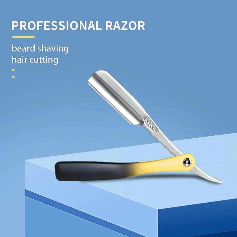 NEW Foldable Manual Beard Razor Replaceable Blade Barber Shaving Razor Salon Professional Hair Cutting Straight Razor Holder Men
