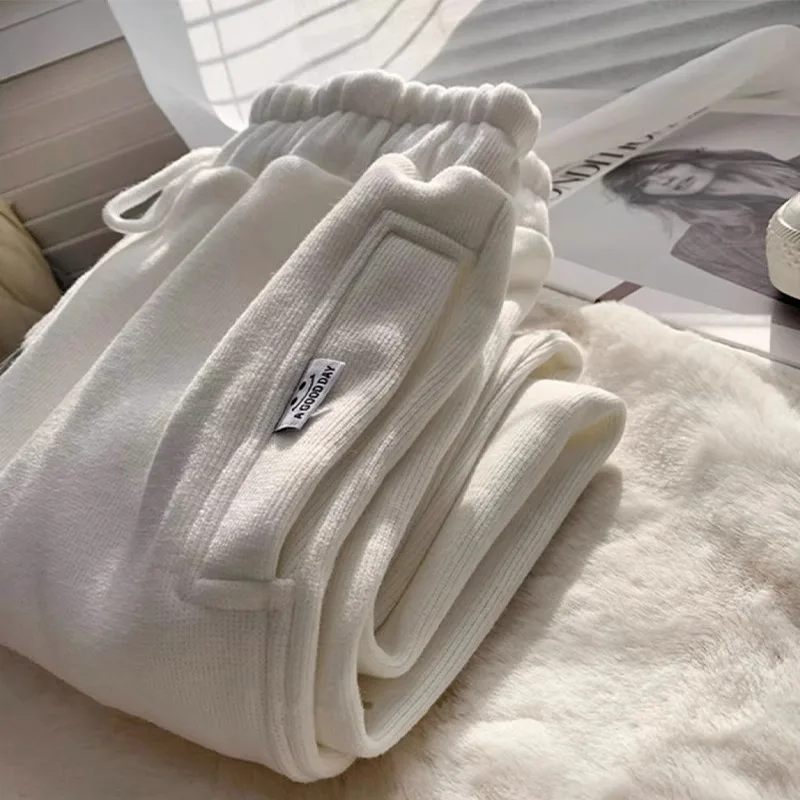 

Men's Autumn Winter plus Size Fce Lined Wide Leg Casual Sports Pants Loose Fit Comfortable Breathable Trendy Hong Kong Sle