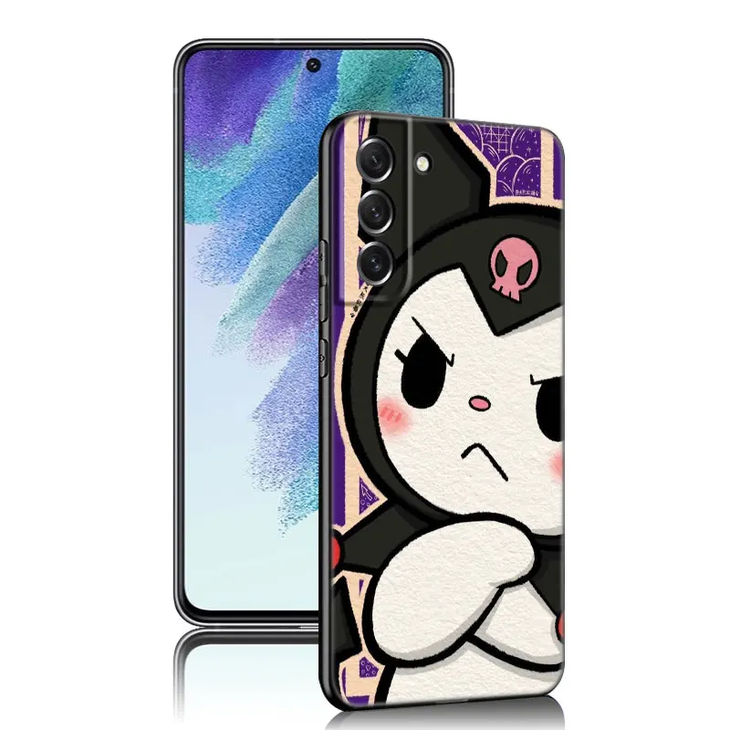 Cute Kawaii Kuromi Phone Case For Samsung Galaxy S23 S21 S20 FE S24 S22 Ultra S10E S10 S9 S8 Plus Black Silicone Cover