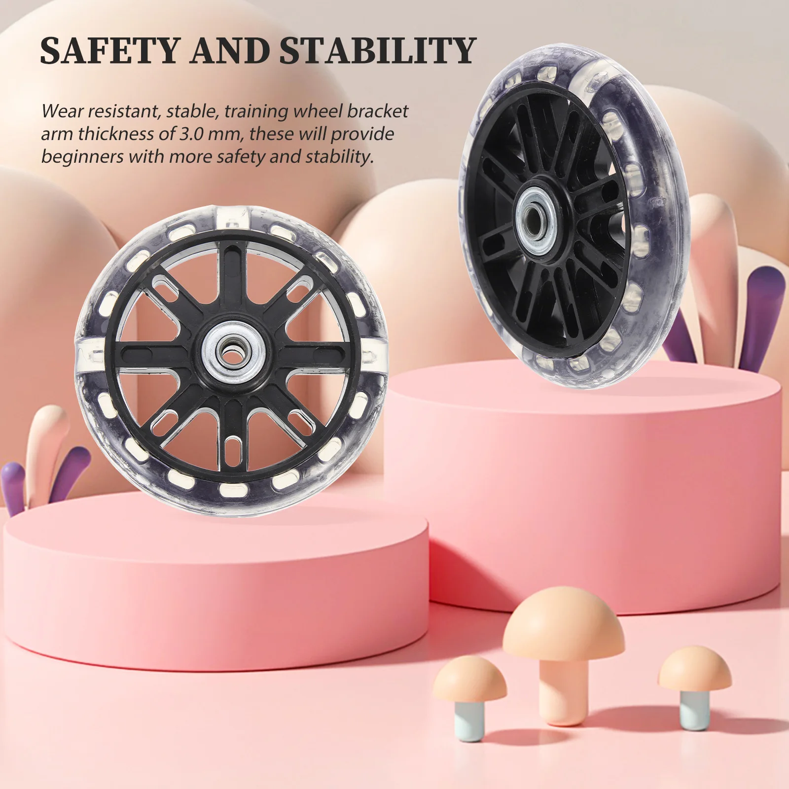 

2pcs Children Bike Auxiliary Thickened Stable Training Wheels Easy Install Luminous Design For 12-20 Inch Kids Bikes Flash