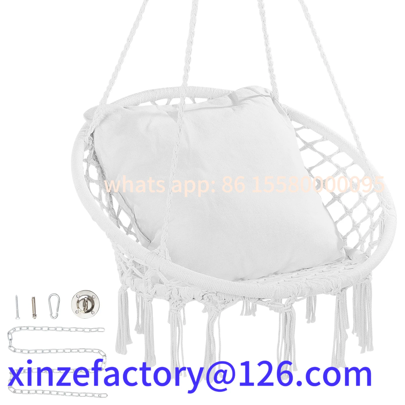 

Customizable SucceBuy Hammock 330lbs Macramé Hanging Chair Cotton Rope Swing Chair for Bedroom Balcony Patio