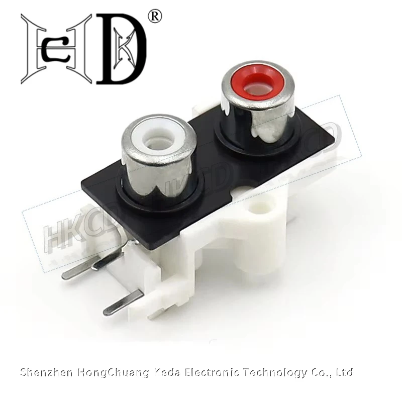 100pcs RCA Socket Series AV2 Hole Same Core Socket 3-Pin Soldered Audio and Video Lotus Stand Black and White