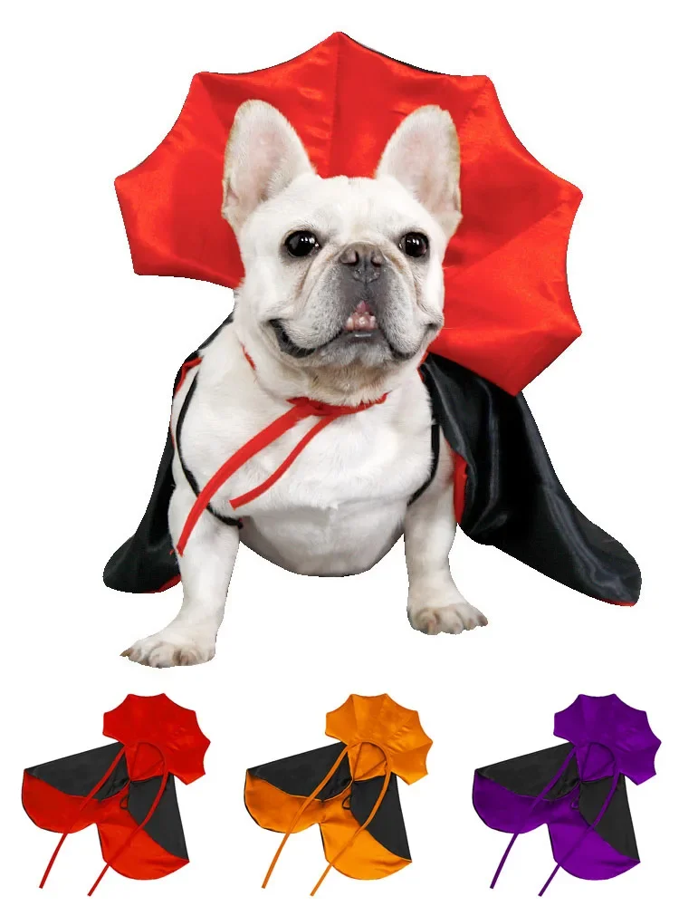 Halloween Pet Costumes Cute Cosplay Vampire Cloak Cat Dog Cap with Horns Kitten Puppy Cape Pet Dress Up Clothes Dog Accessories