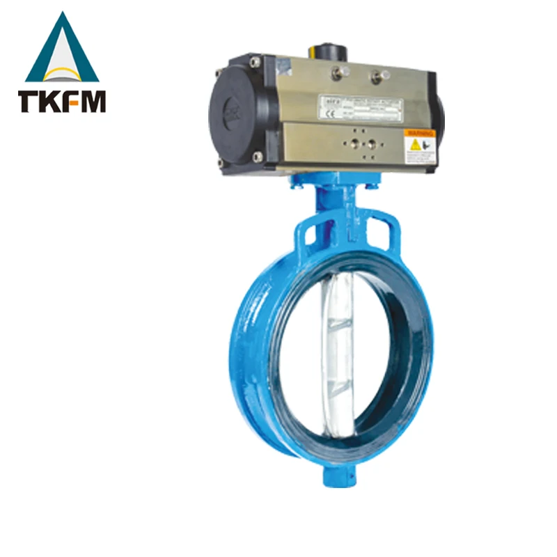 

TKFM dn80 pn16 pneumatic diaphragm wafer cast ductile iron air actuated butterfly valve