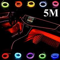5M Car Environment El Wire LED USB Flexible Neon Interior Lights Car Decorative Accessories