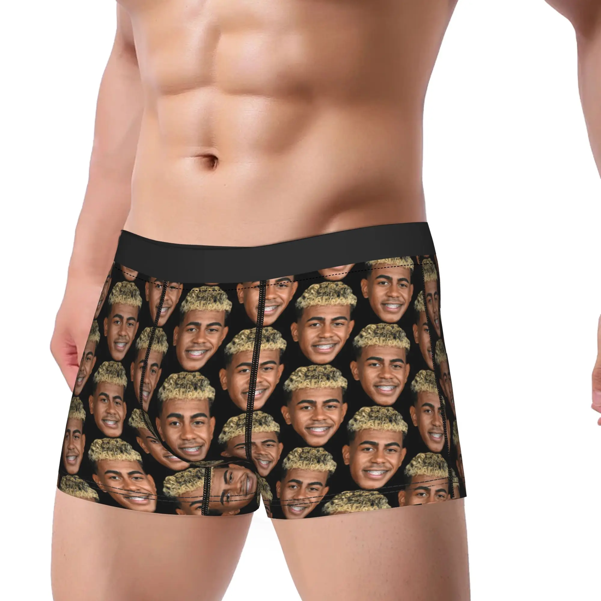 Men Yamals Face Meme Long Underwear Spanish Football Novelty Boxer Briefs Shorts Panties Male Soft Underpants Plus Size