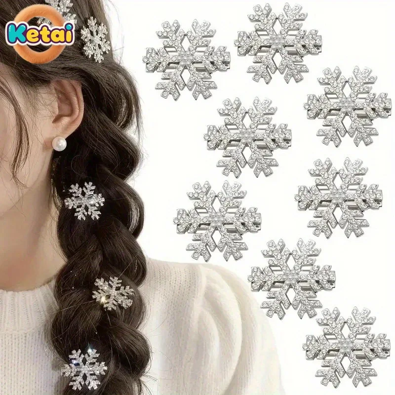 

Snowflake Hair Clip, Female Personality, Side Bangs Clip, Hair Clip, New Rhinestone Forehead Duckbill Clip Headband