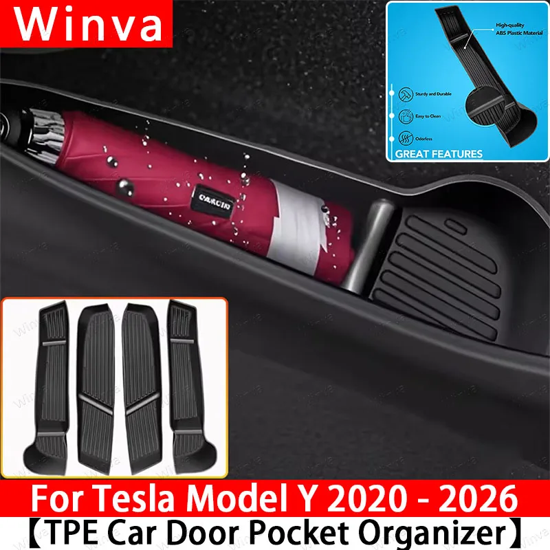 

Для Tesla Model 3 и Model Y Juniper 2025-2026: Органайзер-ящик для хранения в дверной нише, лоток-органайзер на ручку двери/подлокотник, аксессуары для интерьера автомобиля