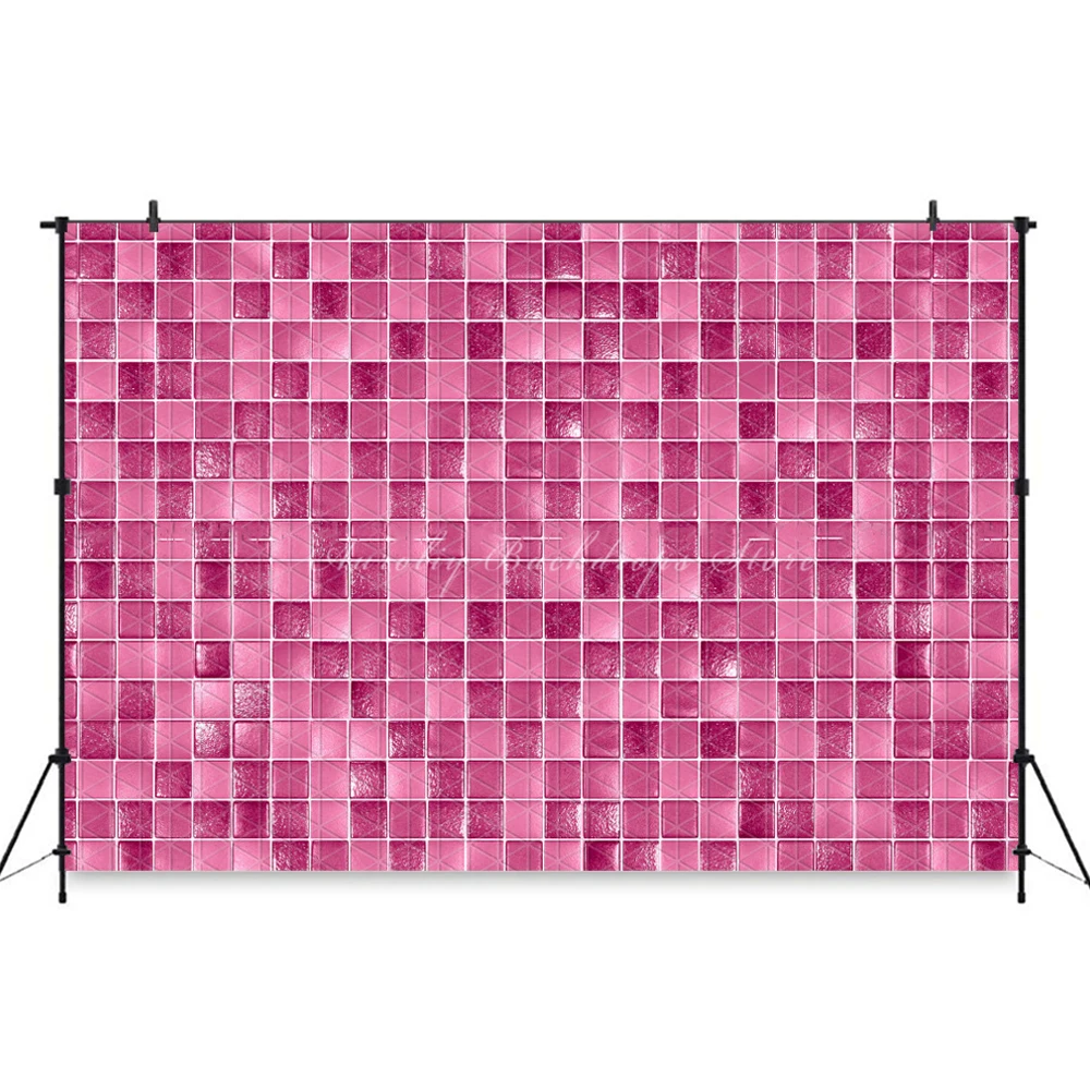 Pink Shiny Pool Tiles Backdrops Cake Smash Child Baby Photo Props Adult Kids Decors Cool Summer Photography Studio Backgrounds