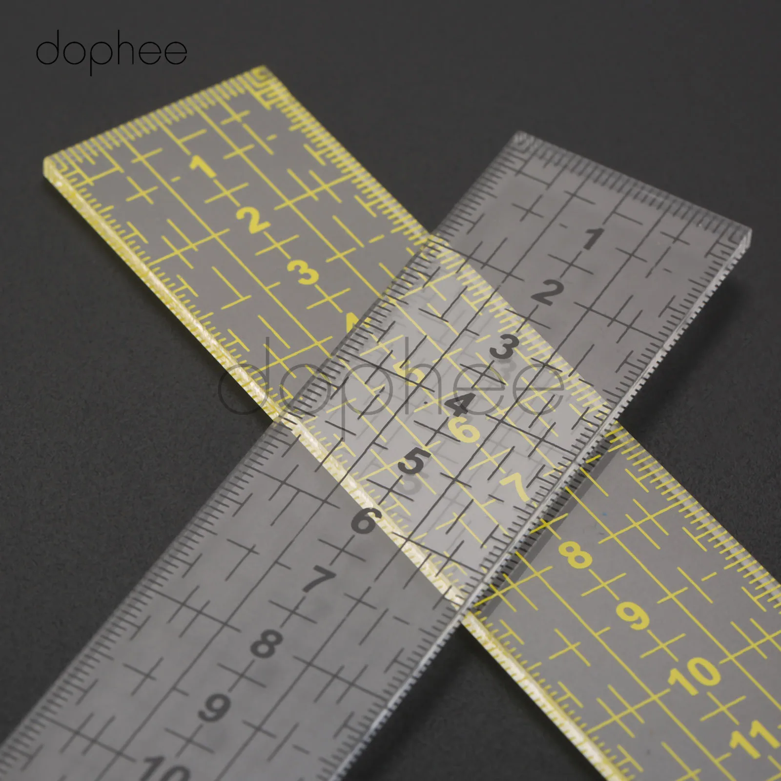 dophee 1pcs 15*3cm Quilting Ruler Measuring Tool Patchwork Foot Sewing Aligned Ruler Grid Cutting Edge Tailor Craft