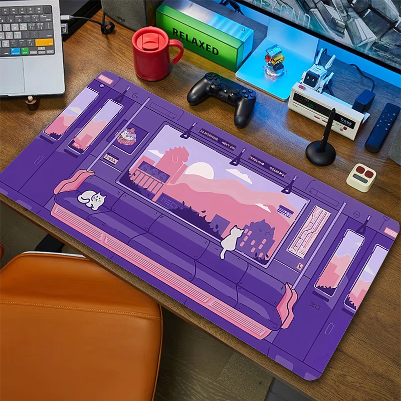 Grande Gato Kawaii Mousepad para Computador, Mouse Pad Bonito Dos Desenhos Animados, Tapete De Escritório, Tapetes De Mesa, Impermeável, XXL, 500x1000mm