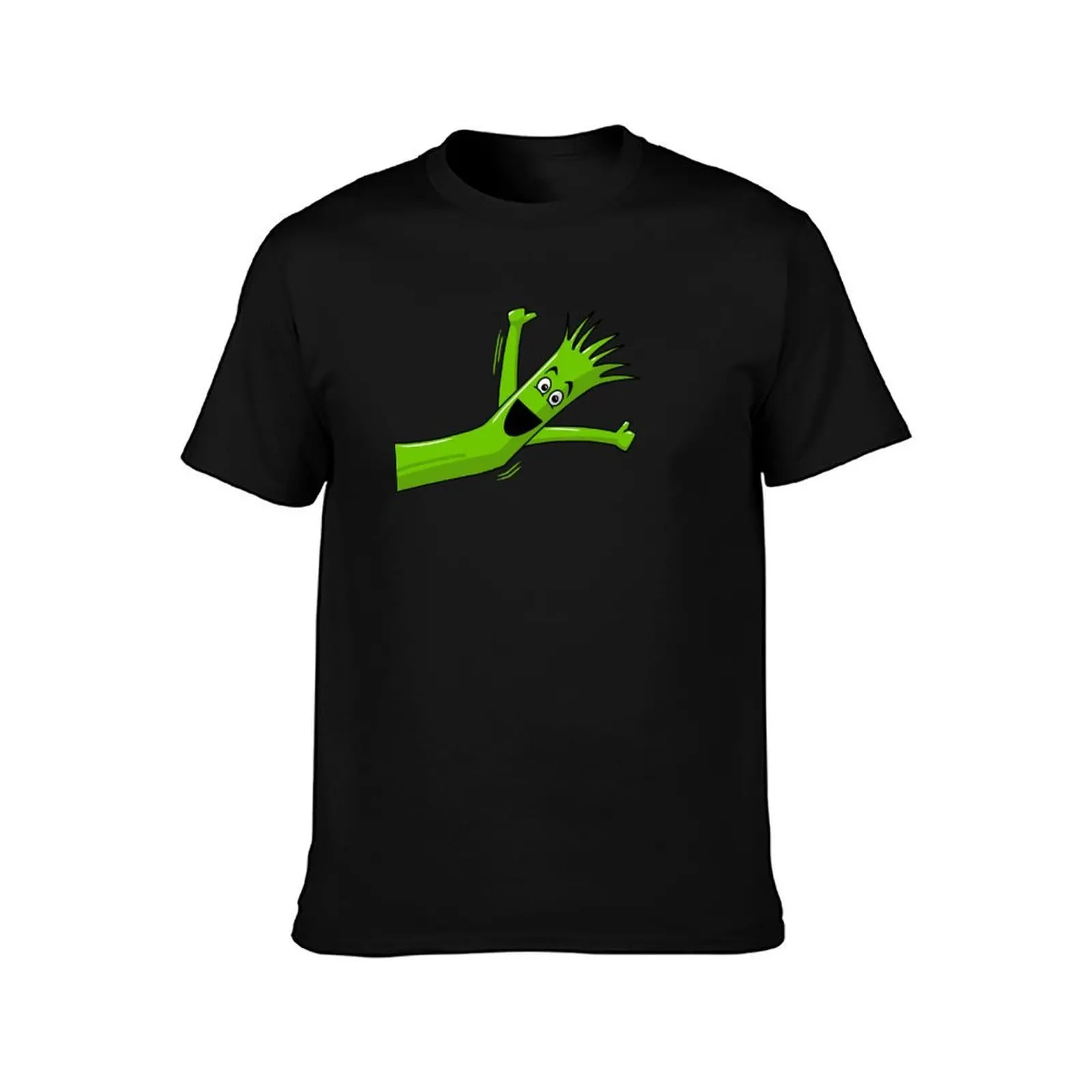 Green Wacky Waving Inflatable Arm Flailing Tube Man Portrait T-Shirt Casual Simple Design Short Sleeve Shirt T-Shirt