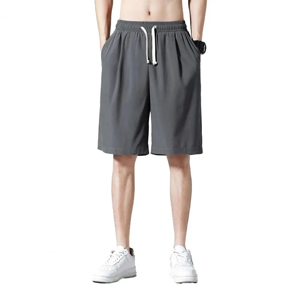 

Men Shorts Elastic Waistband Drawstring Design Summer Sport Pants Ultra-Thin Ice Silk Fitness Short Pants