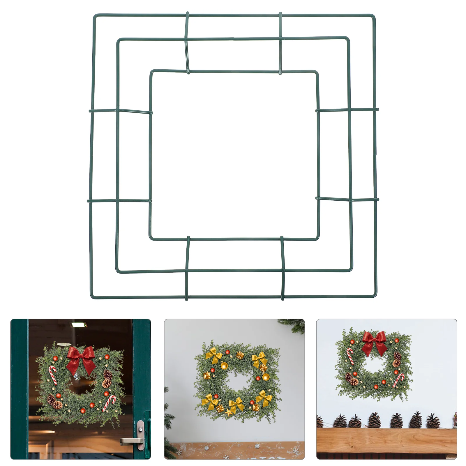 

Decorate Garland Decoration Metal Wire Wreath Frames Ring Hanging Holder Square