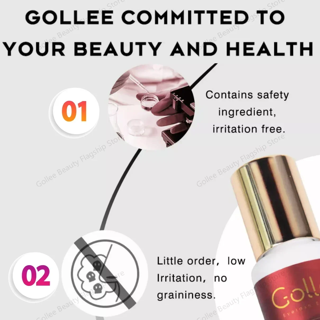 GOLLEE-Colle Adhésive à vaccage Rapide pour Extension de Faux Cils, Fourniture de Colle en Vison à Faible Odeur, 5ml, 1s, 5 à 7 semaines