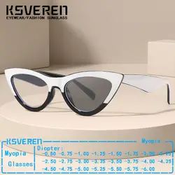 Women Cat Eye Photochromic Nearsighted Glasses Outdoor Shade Nearsighted With Diopters 0 -0.5 -0.75 To -6.0