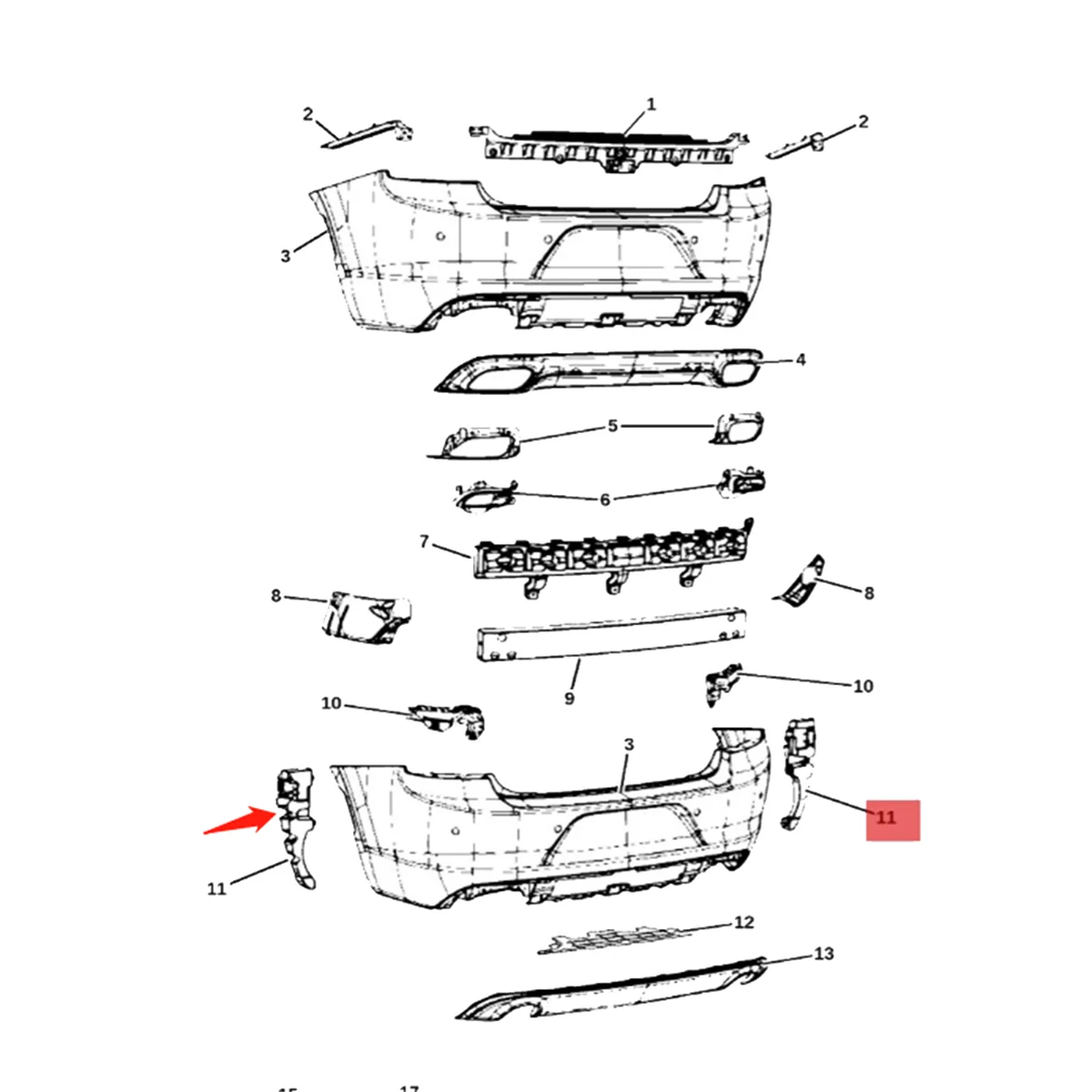 1Pair Car Rear Bumper Fascia Support Bracket Mopar 68231348AD 68231349AD for Dodge Charger 15-21 68231348AE 68231349AE