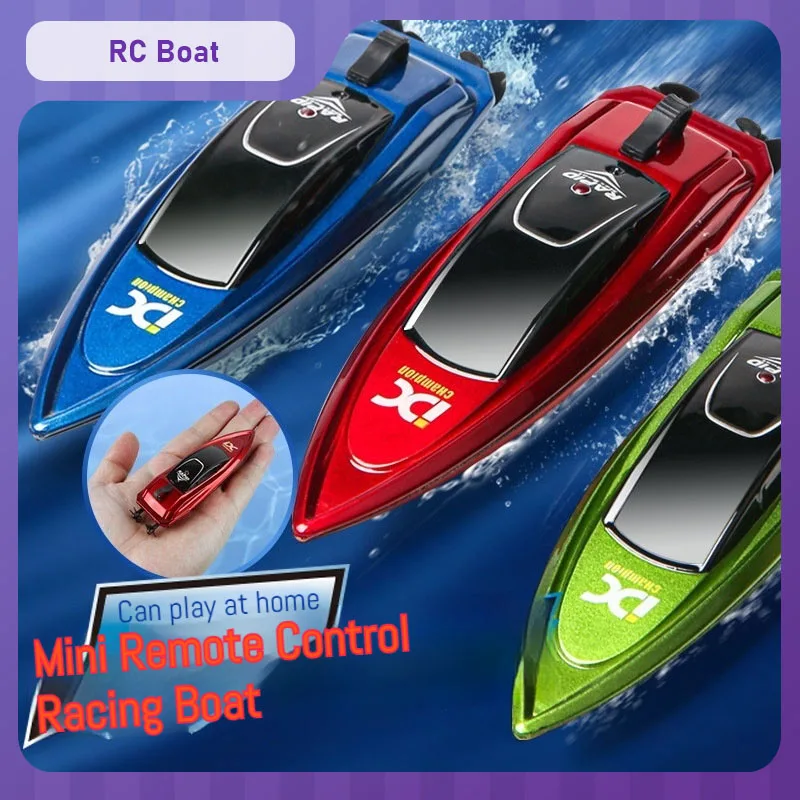 

RC Boat Mini Electric Racing Stunt RC Speedboat 2.4G Wireless RC Charging Waterproof Boat Model RC Toy Gift Colorful Lights