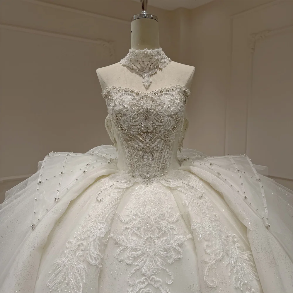 Customizable Sweetheart Off-The-Shoulder Wedding Dress Crystal & Pearls Embroidery Lace-Up Back Robe De Mariée 2026