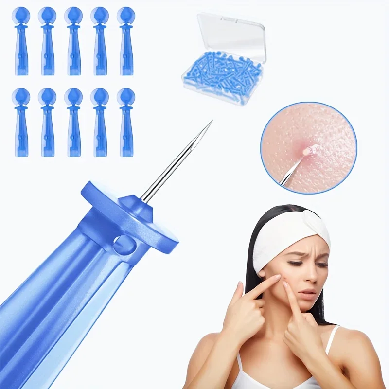 50 pçs removedor de cravo descartável acne agulhas removedor cravo ferramenta remoção e limpeza facial agulhas de aço inoxidável