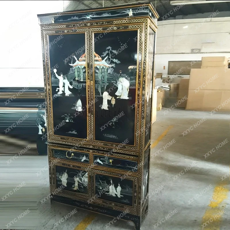 

Q Solid wood shell wardrobe classical furniture storage cabinet piano lacquered furniture