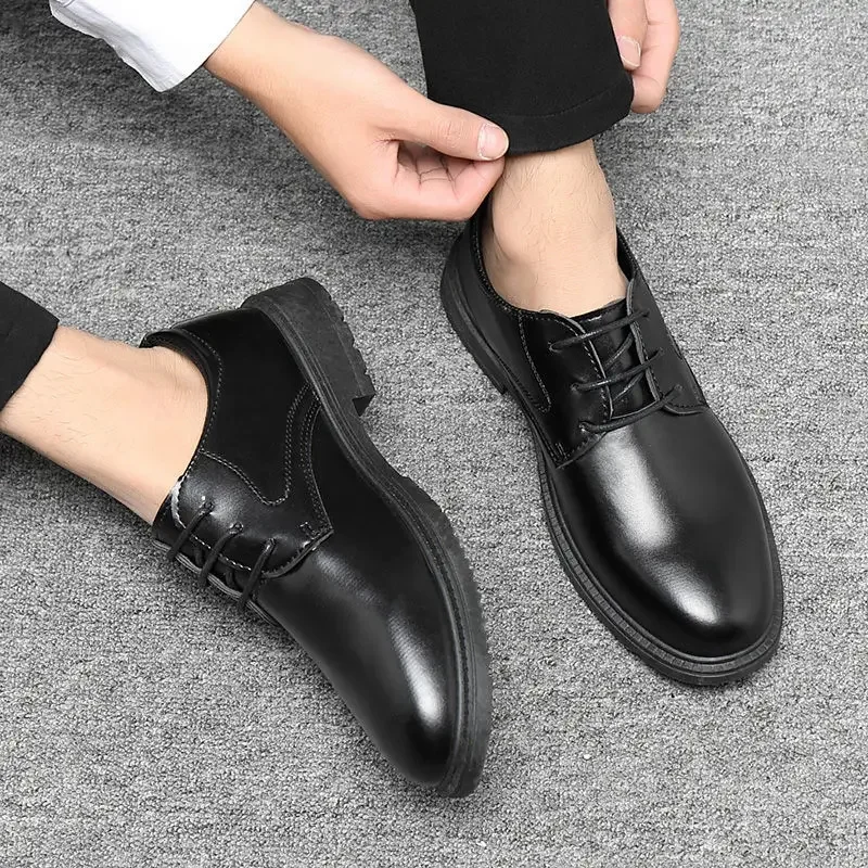 Loafers Leather Shoes for Men Round Toe Platform Thick Sole Man Casual Shoe 2024 Trend Adults Size 45 Pu In Promotion Low Price