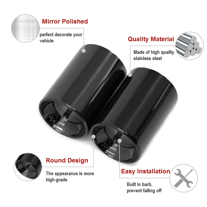 2pcslot Exhaust Tip For BMW X1 F48 2016-2021 304 Stainless Steel Car Exhaust Pipe Outlet Decoration Tuning Exhaust Trims
